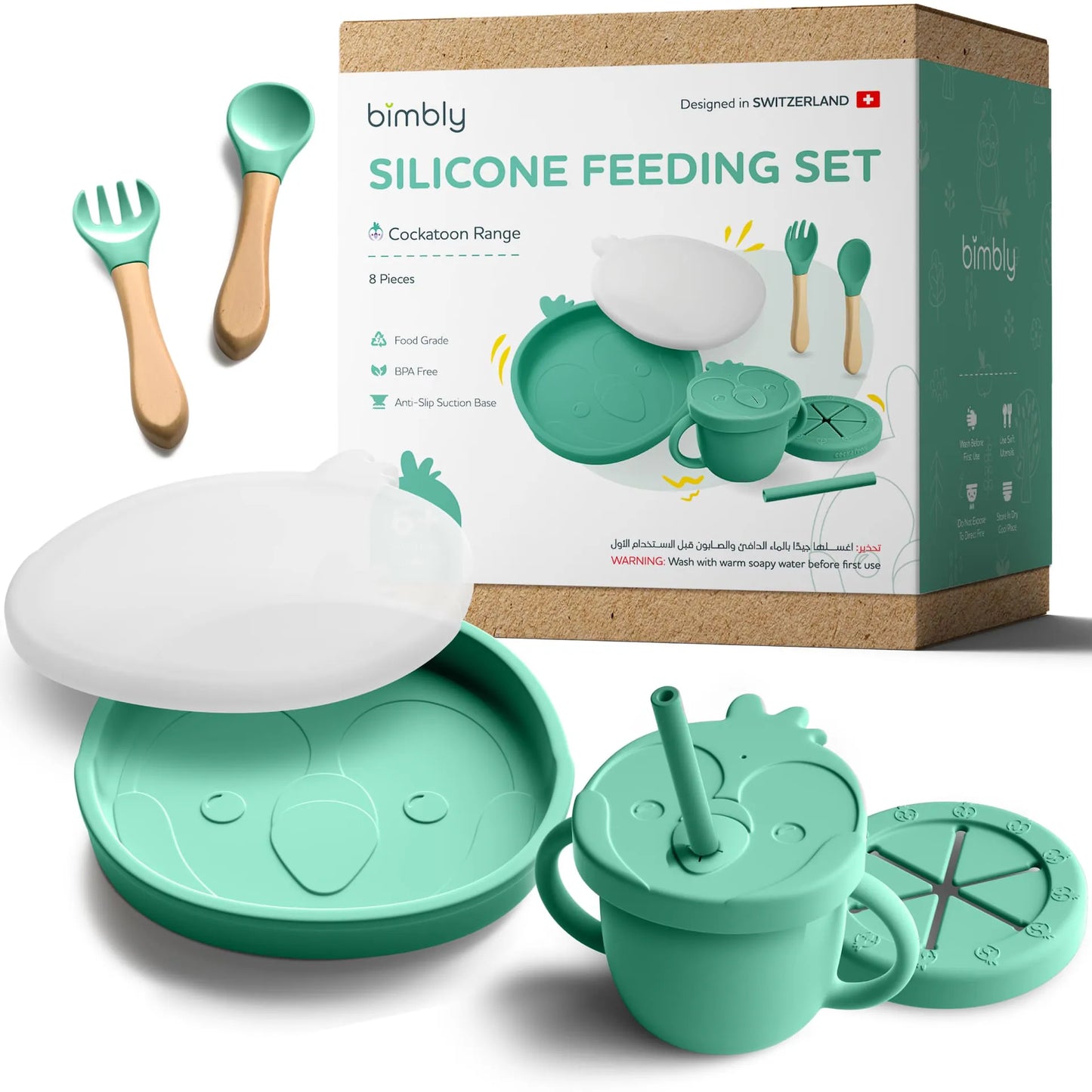 Bimbly 8-in-1 Baby Feeding Set - Green - Laadlee