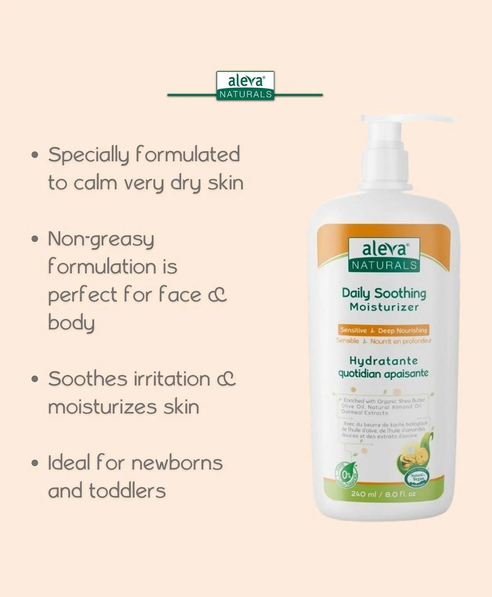 Aleva Naturals Daily Soothing Moisturizer - 240ml - Laadlee