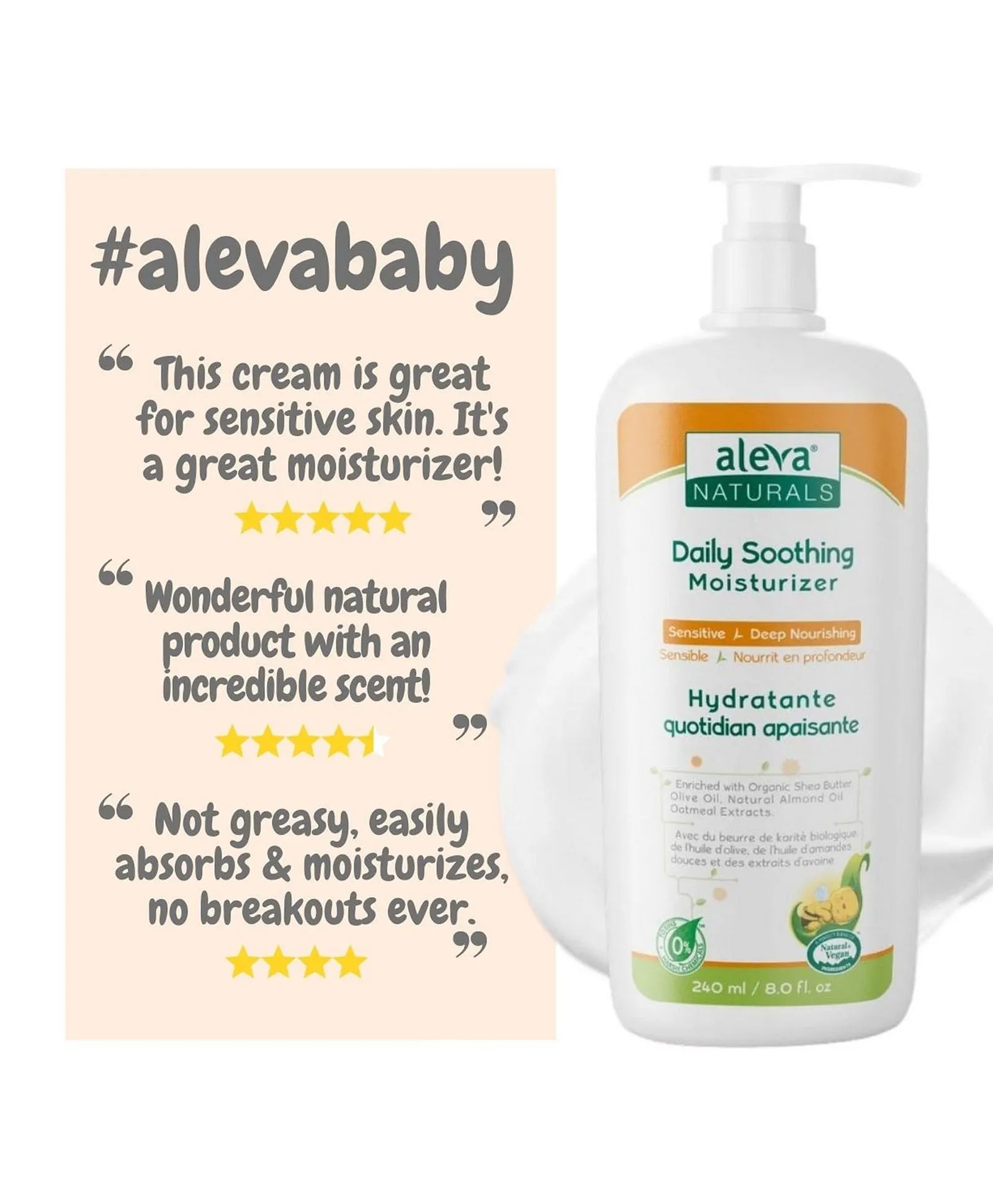 Aleva Naturals Daily Soothing Moisturizer - 240ml - Laadlee