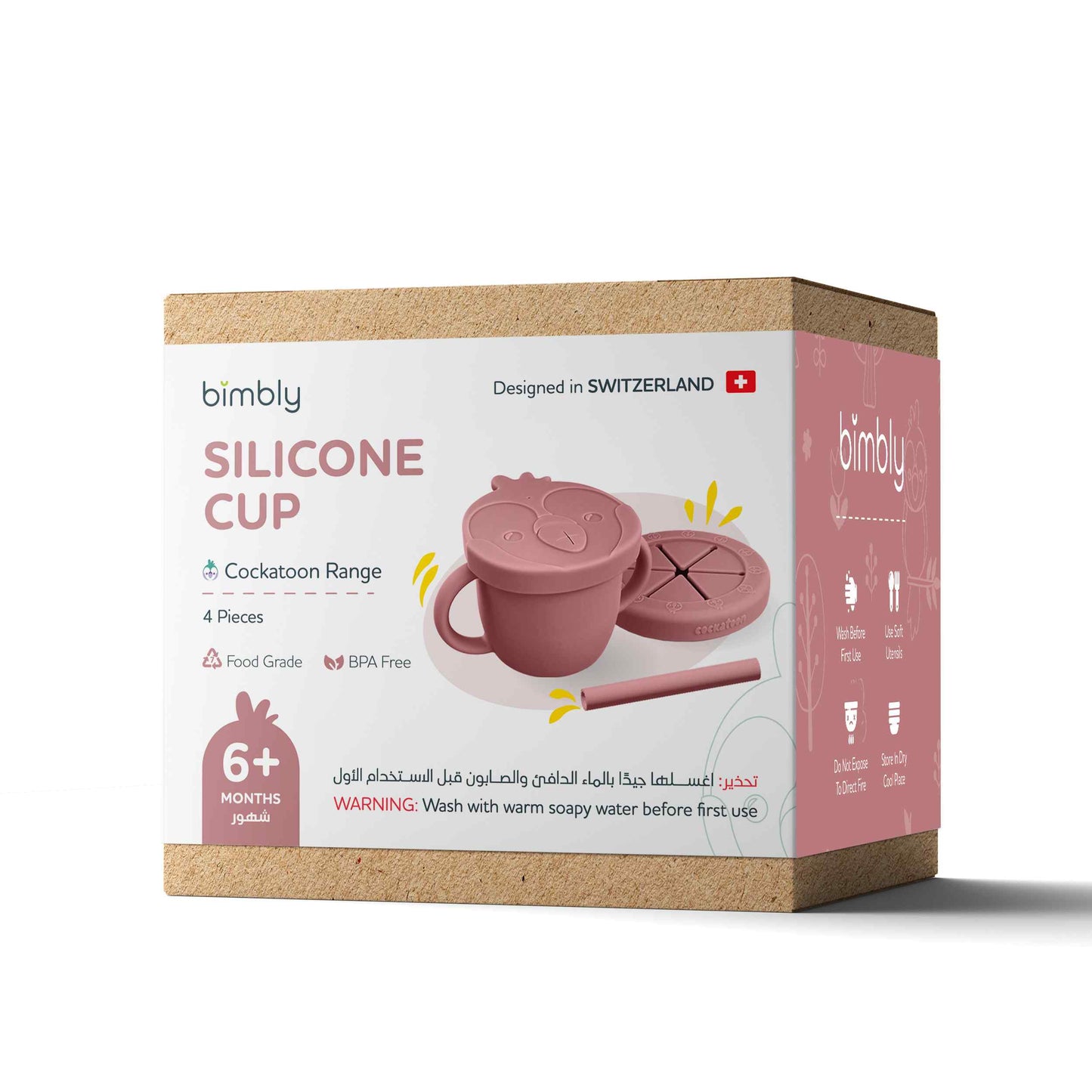 Bimbly Multi-Use Silicone Cup 3 In 1 - Pink