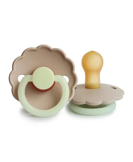 Frigg Daisy Latex Baby Pacifier 6M-18M, 1Pack, Croissant Night - Size 2 - Laadlee