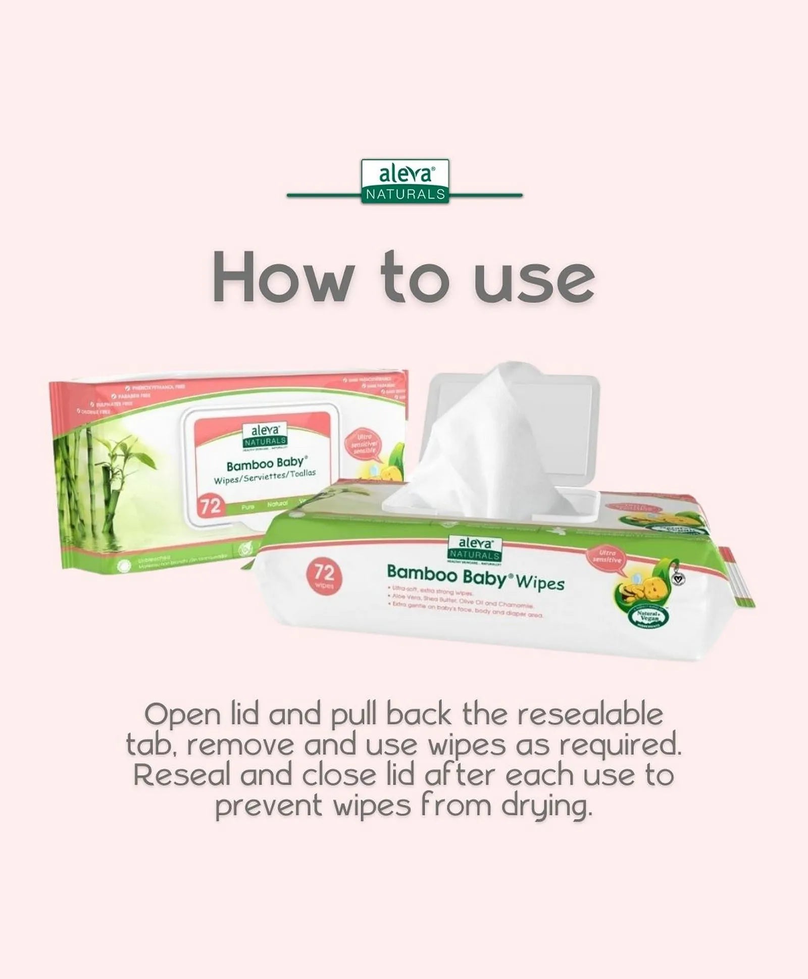 Aleva Naturals Bamboo Baby Sensitive Wipes Club Pack - 216ct - Laadlee