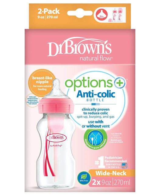 Dr. Brown's PP Wide Neck Options+ Bottle 270ml - Pink,
