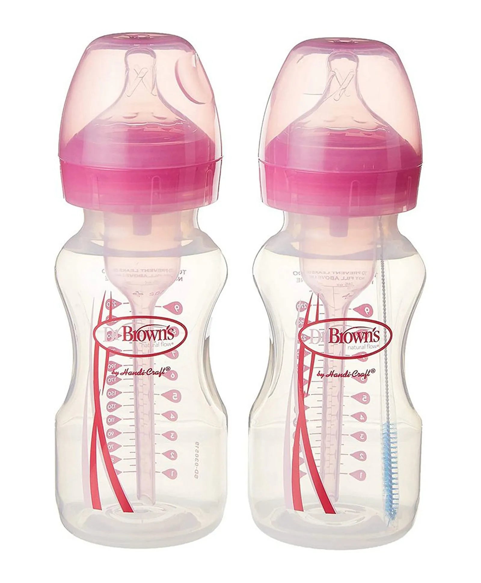 Dr. Brown's PP Wide Neck Options+ Bottle 270ml - Pink, - Laadlee