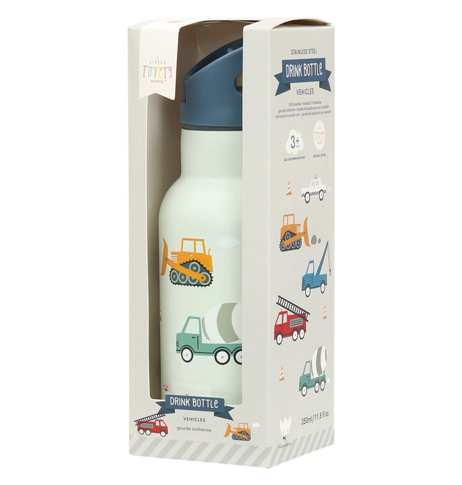 A Little Lovely Company Stainless Steel Water Bottle 350ml - Vehicles