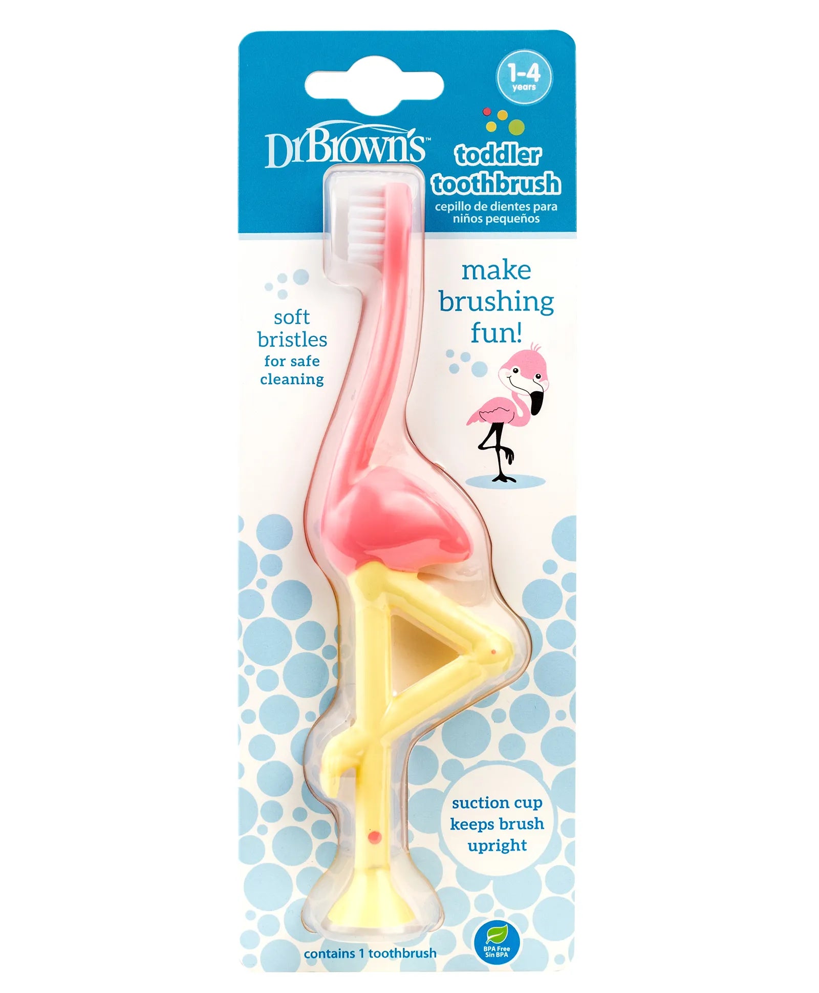 Dr. Brown's Toddler Flamingo Toothbrush - Pink - Laadlee