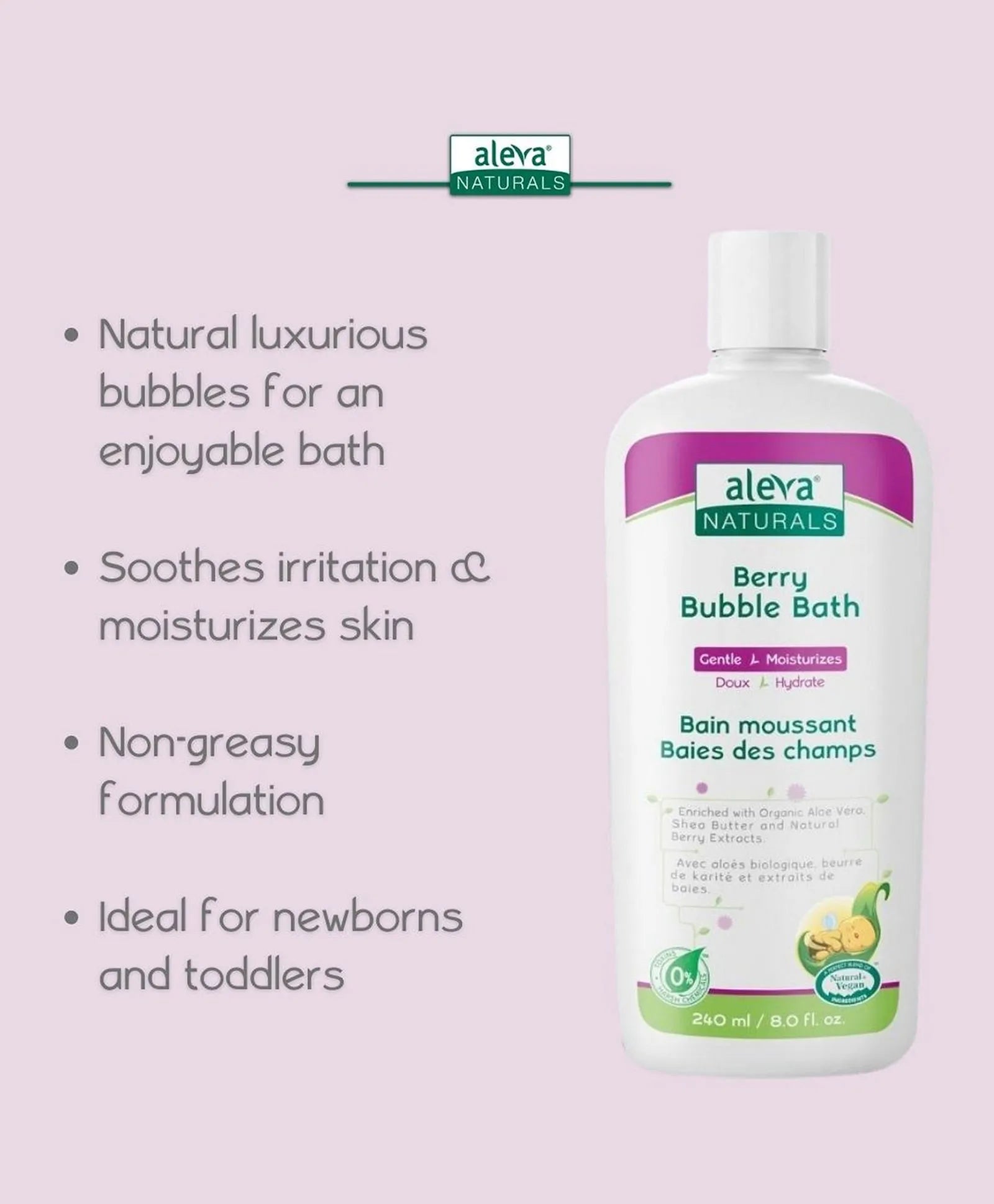 Aleva Naturals Berry Bubble Bath - 240ml - Laadlee