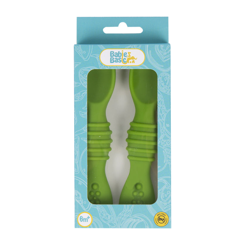 Babies Basic Silicone First Stage Training Spoons - Green