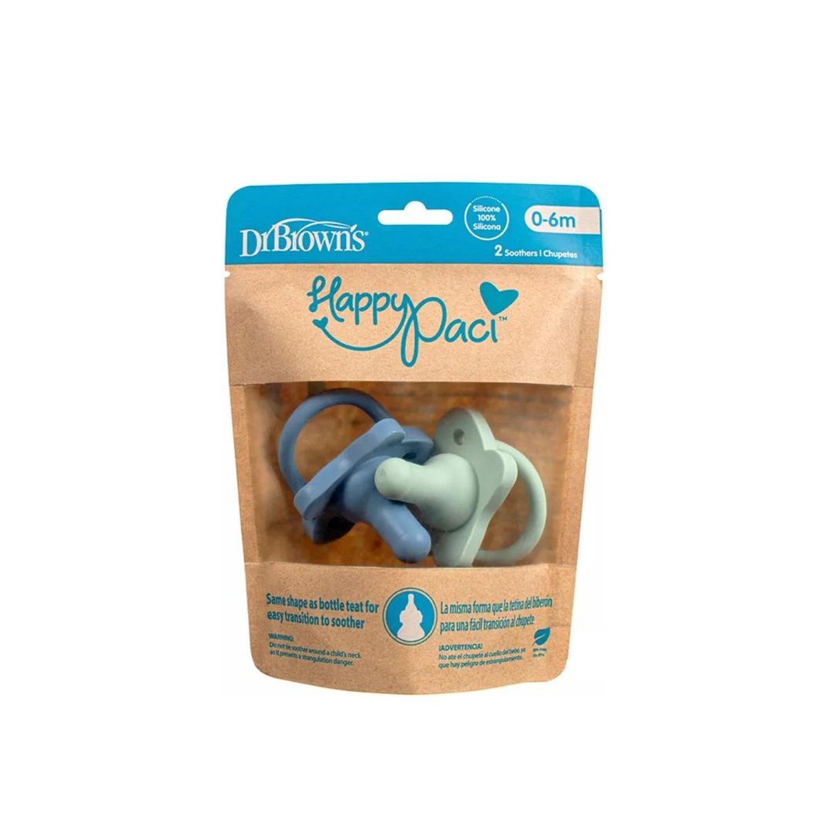 Dr. Brown's Happypaci Silicone One-Piece Soother - Blue And Green - Laadlee