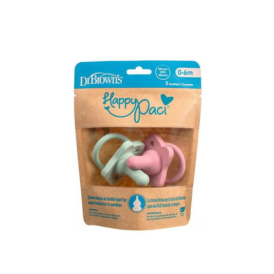 Dr. Brown's Happypaci Silicone One-Piece Soother -Pink And Green