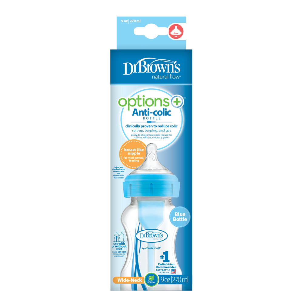 Dr. Brown's PP Wide Neck Options+ Bottle 270ml - Blue - Laadlee