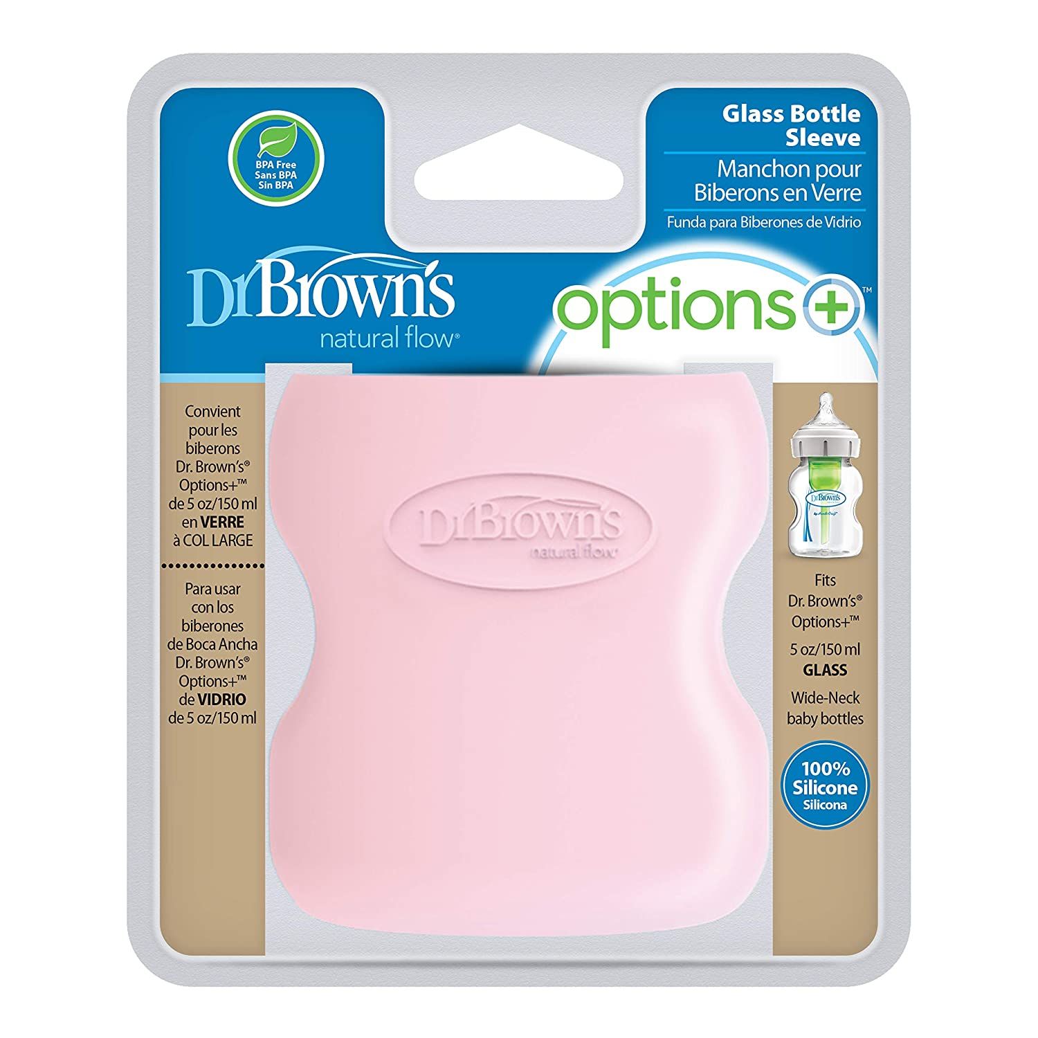 Dr. Brown's Wide Neck Glass Bottle Sleeve 150ml - Pink - Laadlee