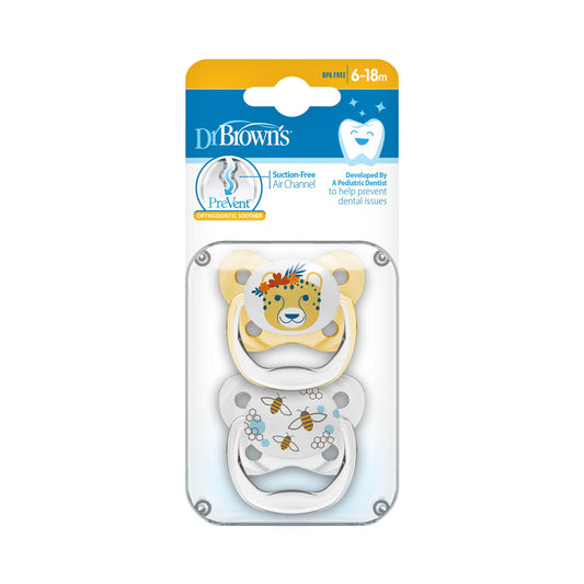 Dr. Brown's Prevent Stage 2 Butterfly Shield Soother - Pack of 2 - Yellow