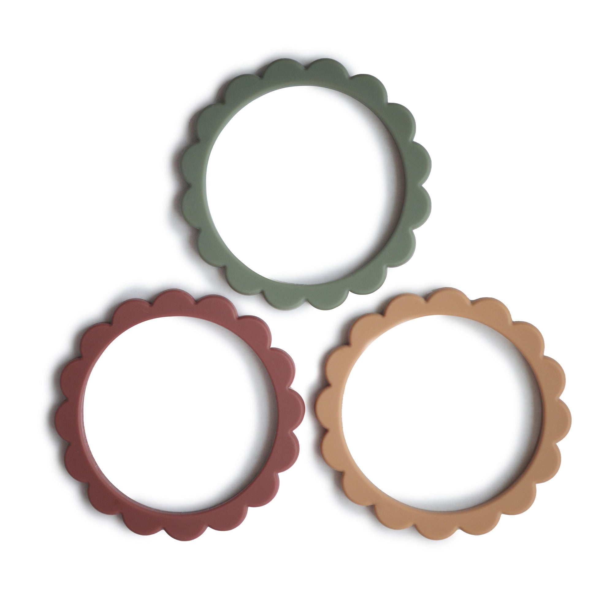 Mushie Flower Bracelet Teether 3-Pack Berry/Dried Thyme/Natural - Laadlee
