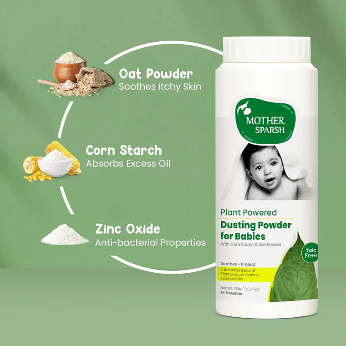 Mother Sparsh Plant Powered Dusting Powder for Babies - 100gm (Pack of 3)