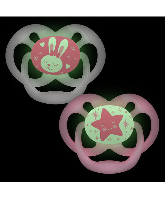 Dr. Brown's Advantage Stage 2 Glow In The Dark Pacifier- Pack of 2 - Pink