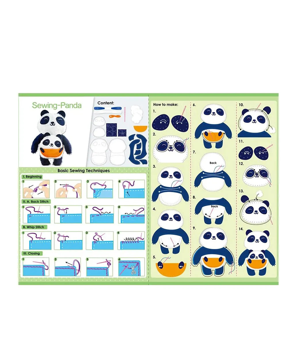 Avenir Sewing My First Doll Kit Kit - Mom & Baby Panda - Laadlee