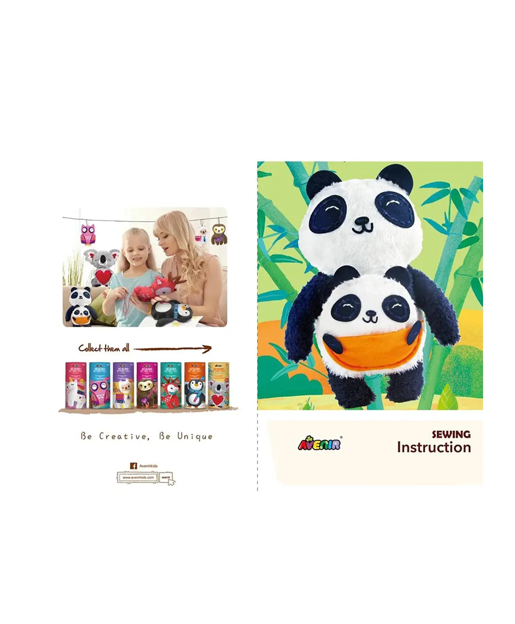 Avenir Sewing My First Doll Kit Kit - Mom & Baby Panda - Laadlee