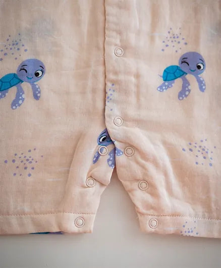 Tickle Tickle Organic Muslin Romper - Toby Turtle - Laadlee
