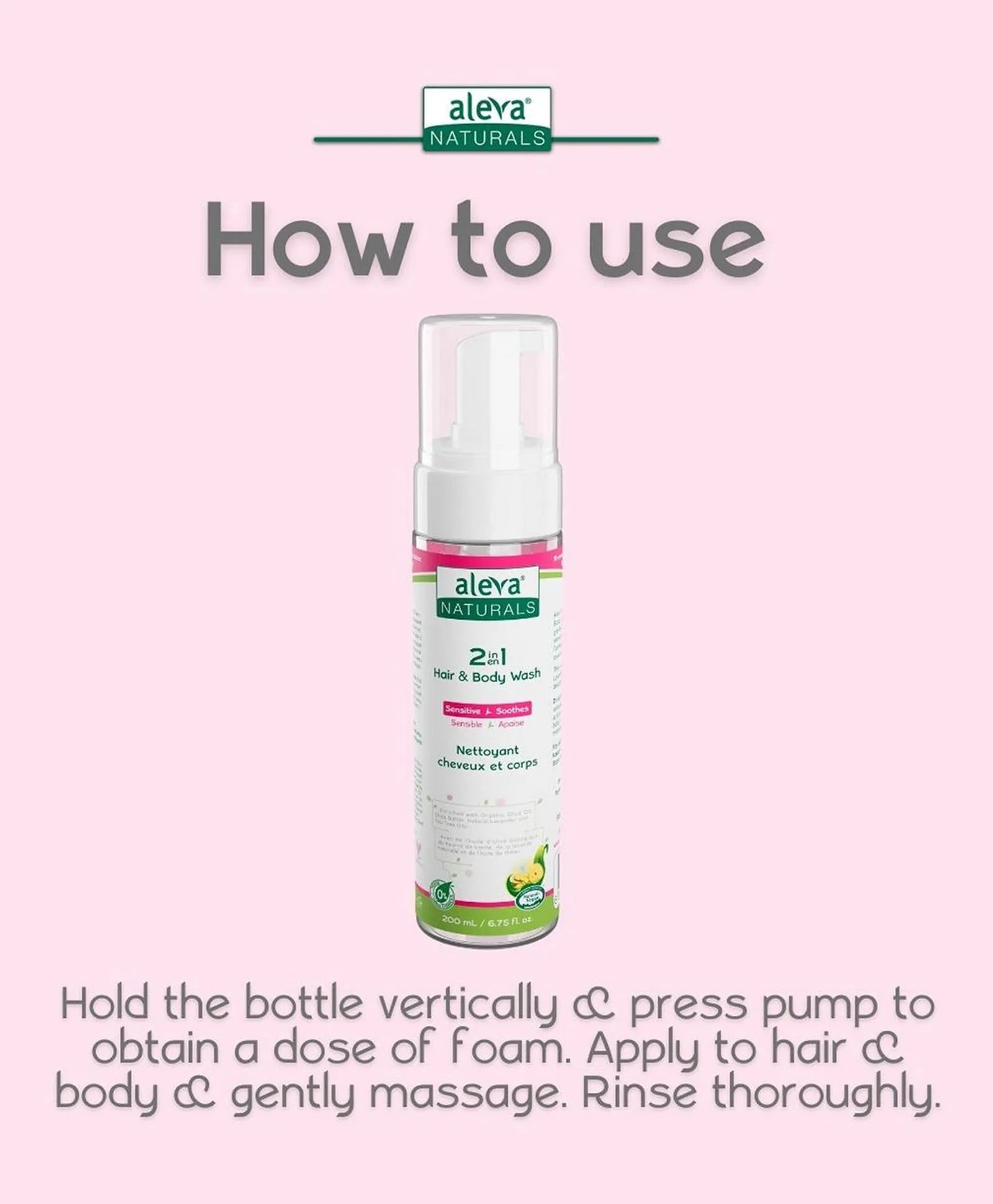 Aleva Naturals 2 In 1 Hair & Body Wash - 200ml - Laadlee