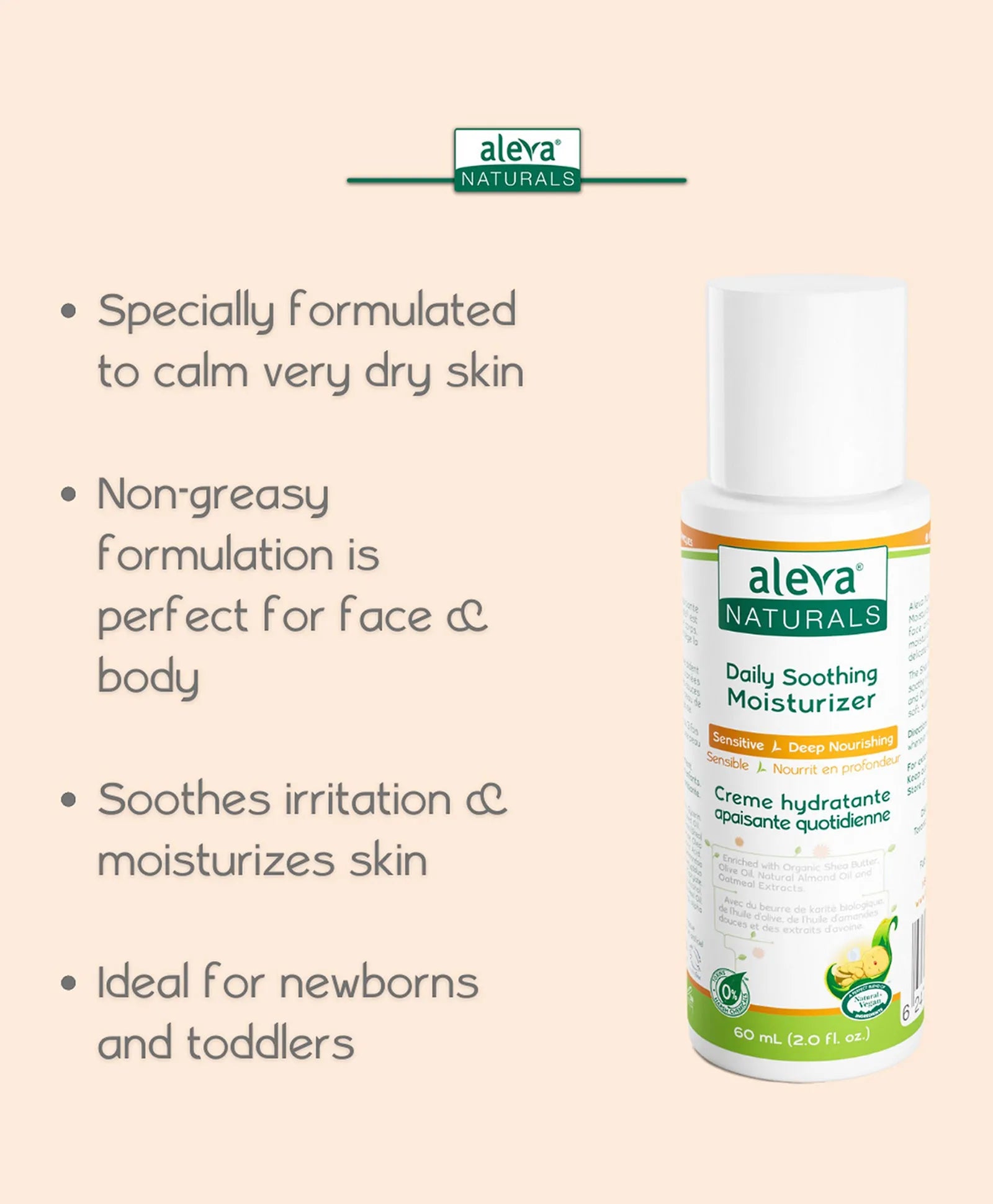 Aleva Naturals Daily Soothing Moisturizer - Travel Size - 60ml - Laadlee