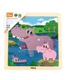 Viga Wooden 9-Piece-Puzzle  - Hippo