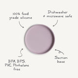 Mushie Classic Silicone Suction Plate Cloudy Mauve - Laadlee