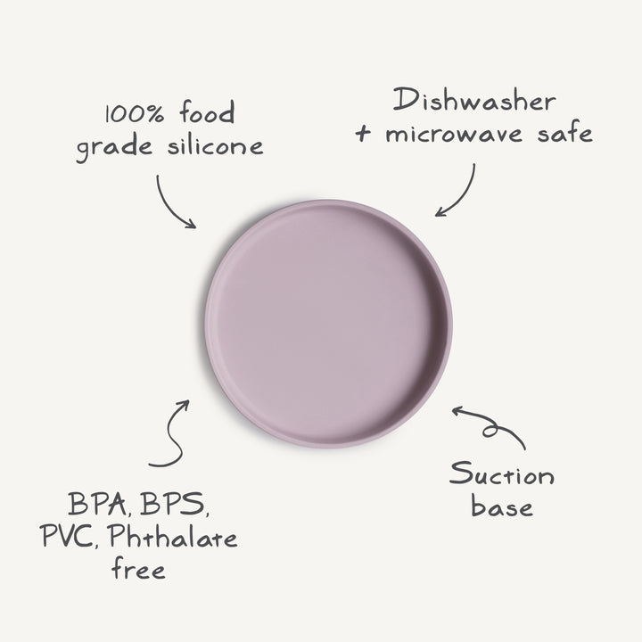 Mushie Classic Silicone Suction Plate Blush - Laadlee