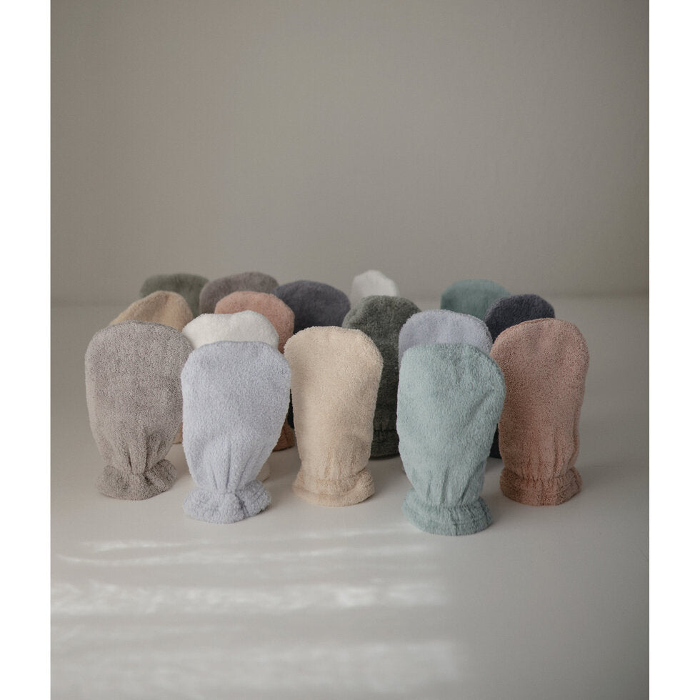 Mushie Bath Mitt 2-Pack Fog - Laadlee
