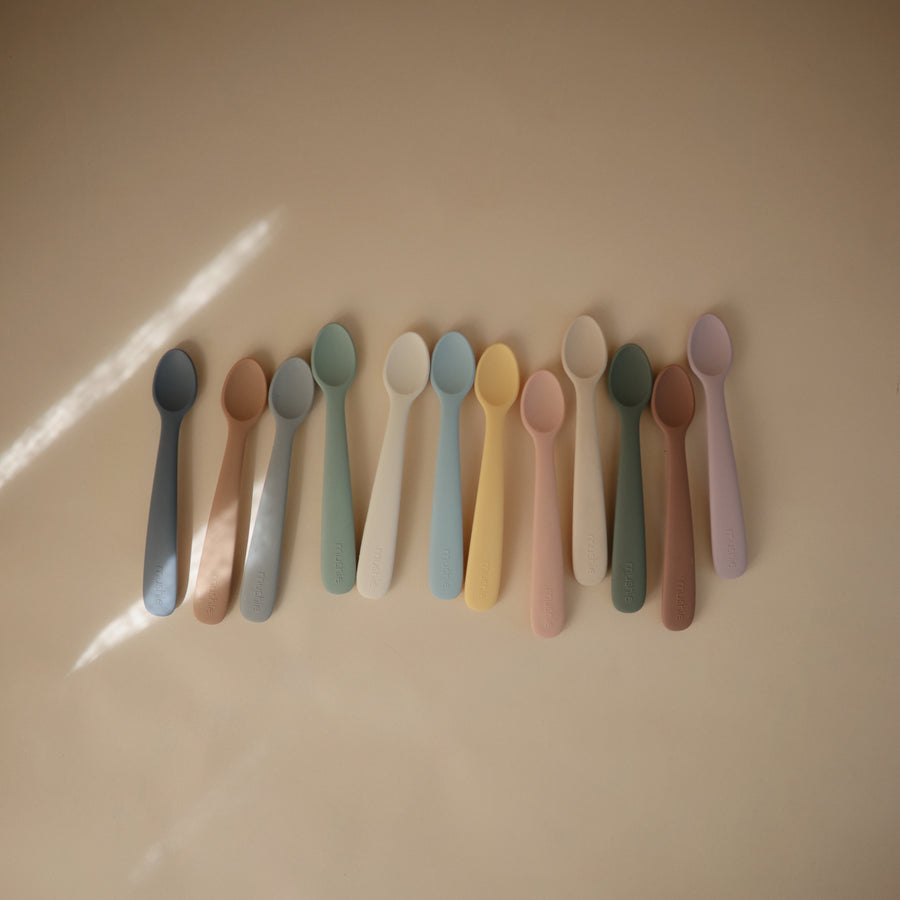 Mushie Silicone Baby Spoon Dried Thyme/Natural - Laadlee