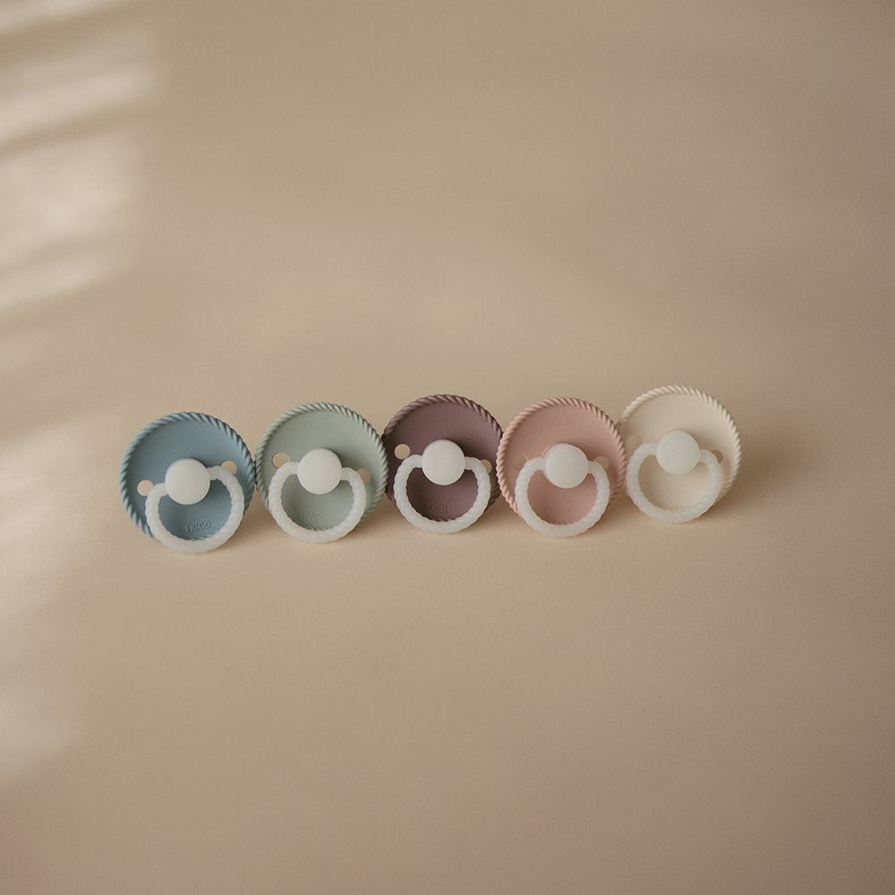 Frigg Rope Silicone Baby Pacifier 6M-18M, 1Pack, Blush Night - Size 2 - Laadlee