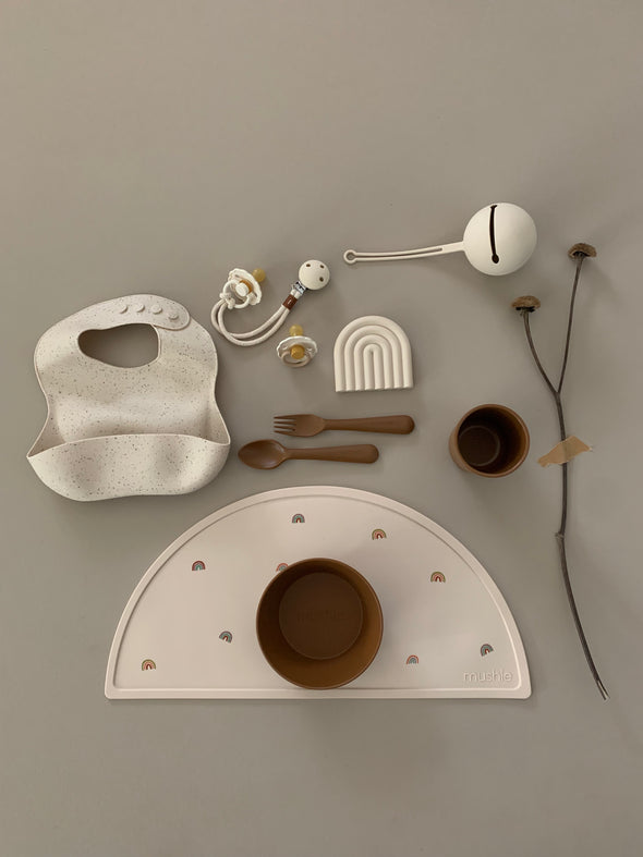 Mushie Silicone Bib Shifting Sand Terrazzo - Laadlee