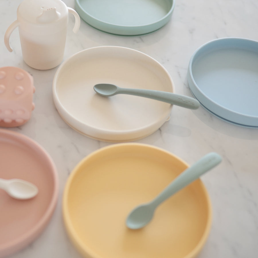 Mushie Silicone Baby Spoon Powder Blue - Laadlee