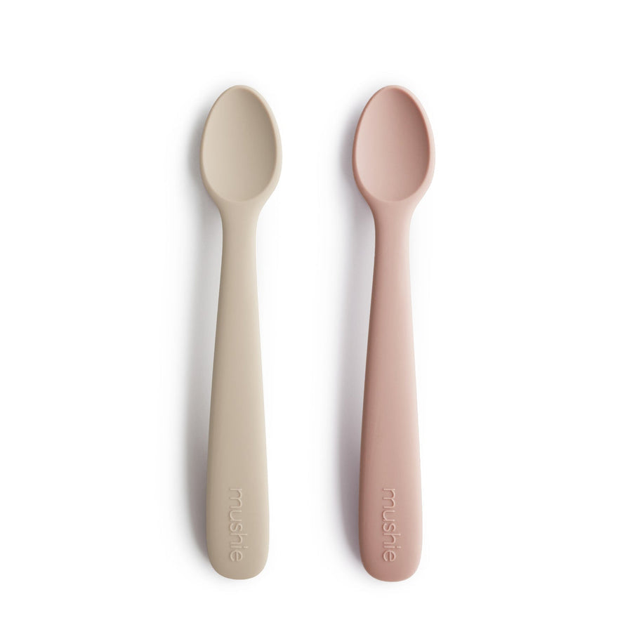 Mushie Silicone Baby Spoon Blush/Shifting Sand - Laadlee
