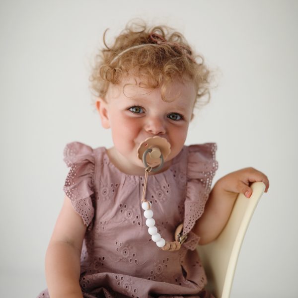 Frigg Daisy Latex Baby Pacifier 0-6M, 1Pack, Pink Cream - Size 1 - Laadlee