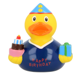 Lilalu Bath Toy Birthday Boy Duck - Blue & Yellow