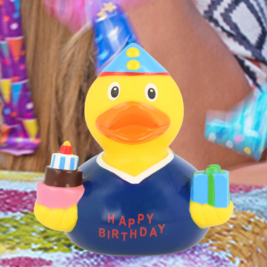 Lilalu Bath Toy Birthday Boy Duck - Blue & Yellow