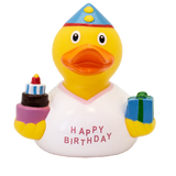 Lilalu Bath Toy Birthday Girl Duck  - White & Yellow