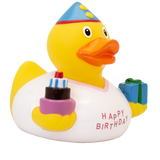 Lilalu Bath Toy Birthday Girl Duck  - White & Yellow