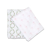 Lulujo Cotton Swaddles - Bows & Rose Trellis (Pack of 2)