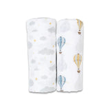 Lulujo Cotton Swaddles - Hot Air Balloon (Pack of 2)