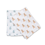 Lulujo Cotton Swaddles - Vintage Teddy & Sailboats (Pack of 2)