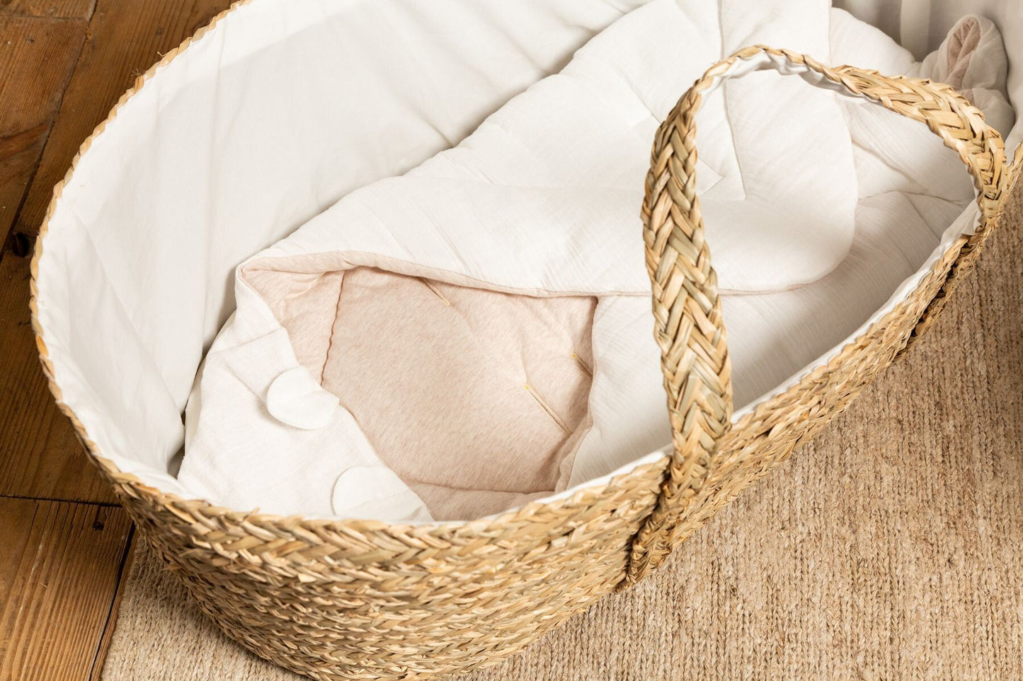 Childhome Moses Basket + Mattress - Seagrass Natural