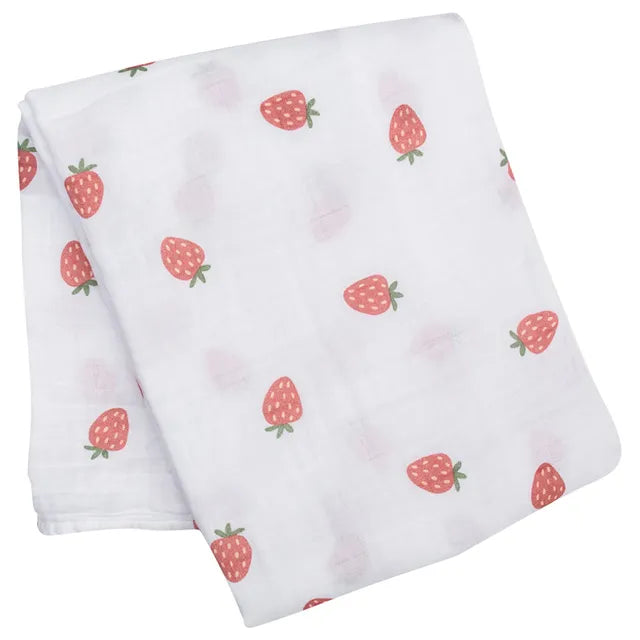 Lulujo Muslin Large Swaddle - Strawberries