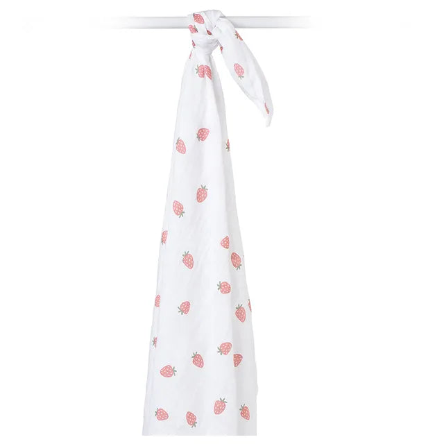 Lulujo Muslin Large Swaddle - Strawberries