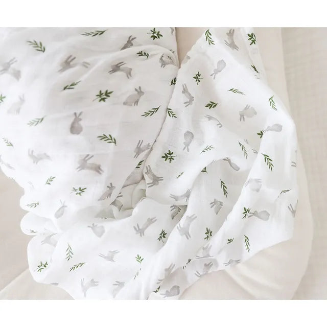 Lulujo Muslin Large Swaddle - Bunnies