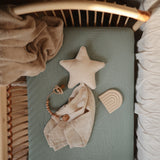 Mushie Crib Sheet Small Roman Green - Laadlee