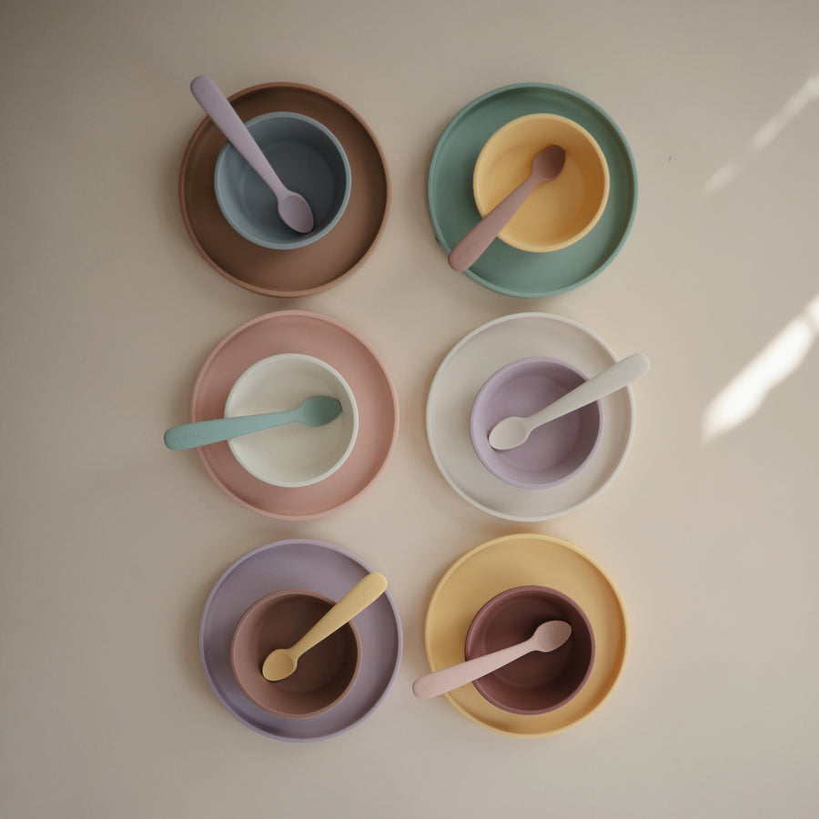 Mushie Silicone Baby Spoons Pale Daffodil - Laadlee