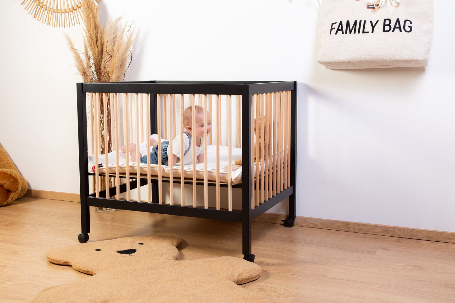 Childhome Playpen 97 Wood - Black/Natural