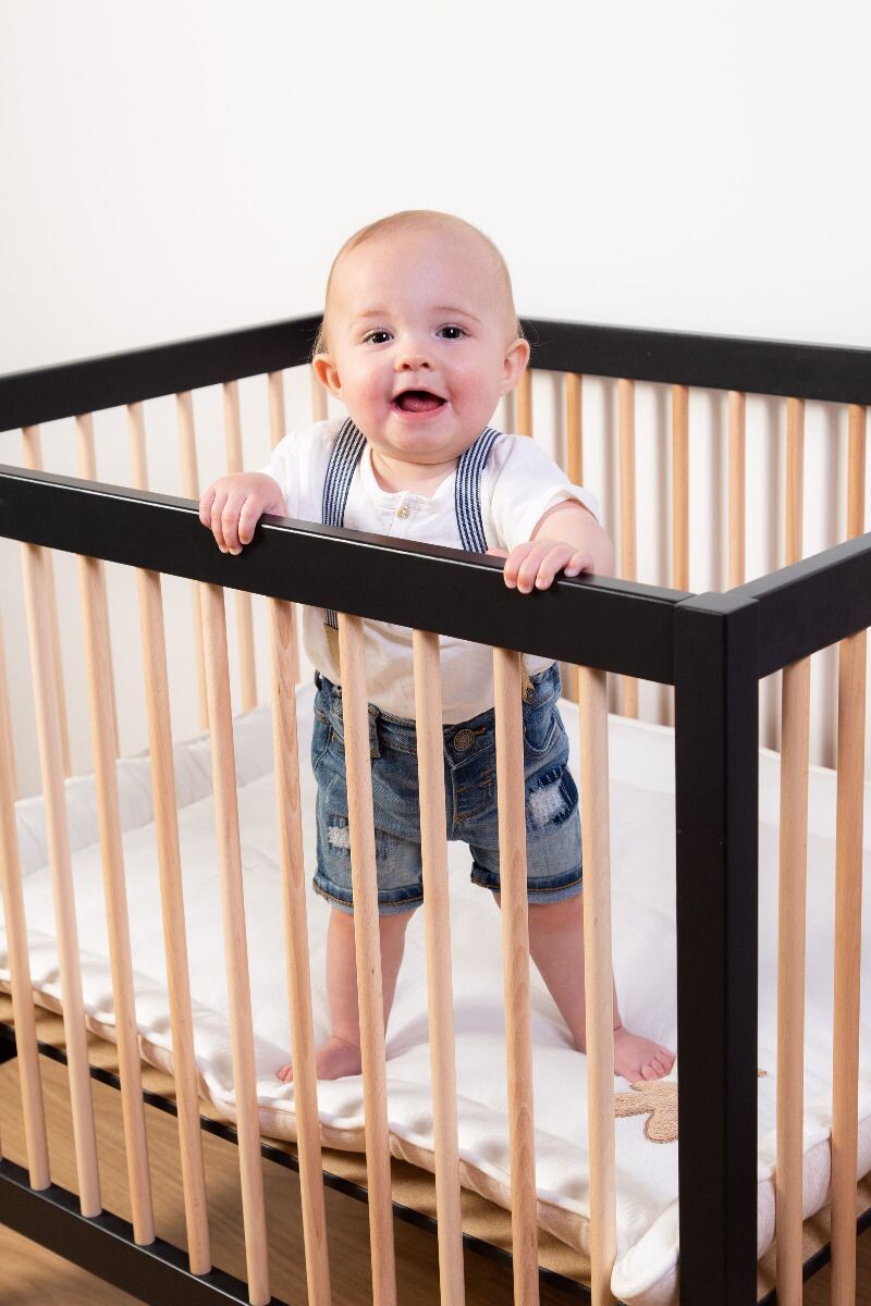 Childhome Playpen 97 Wood - Black/Natural